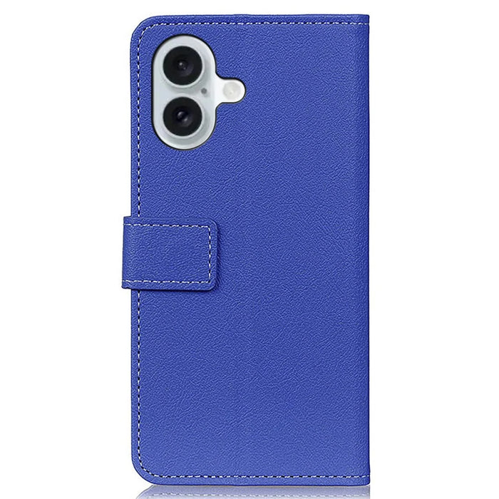 For iPhone 16 Plus Stand Case Protective Leather Wallet Phone Cover - Blue - 7