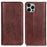 For iPhone 16 Pro Max Case Split Leather Magnetic Auto Closing Wallet Phone Cover - Brown - 1