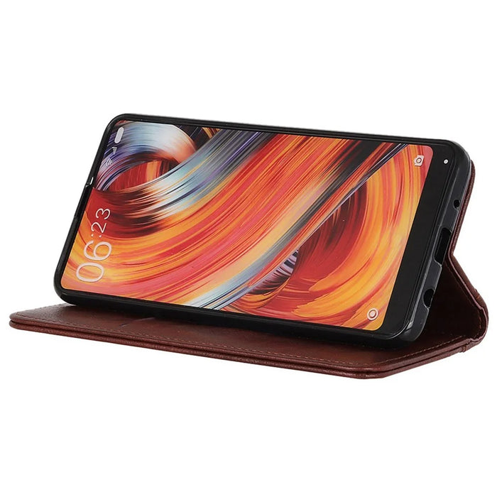 For iPhone 16 Pro Max Case Split Leather Magnetic Auto Closing Wallet Phone Cover - Brown - 3