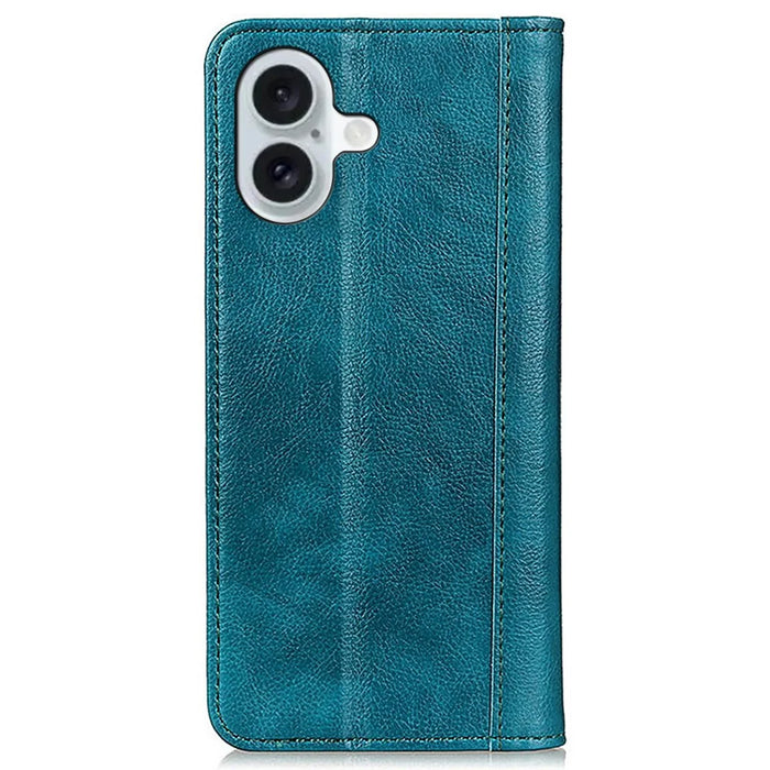 For iPhone 16 Plus   Cases Split Leather Wallet Phone Cover - Green - 7