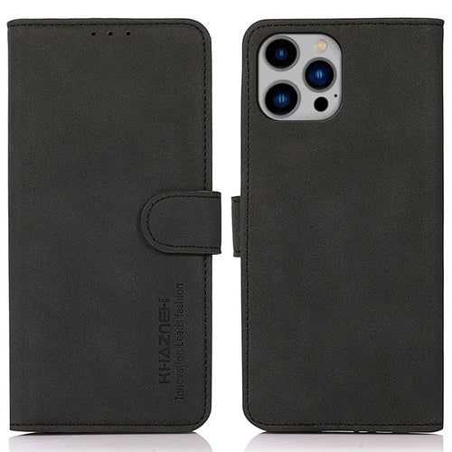 KHAZNEH For iPhone 16 Pro Max Magnetic Case Texture Leather Soft Touch Mobile Phone Cover - Brown - 1