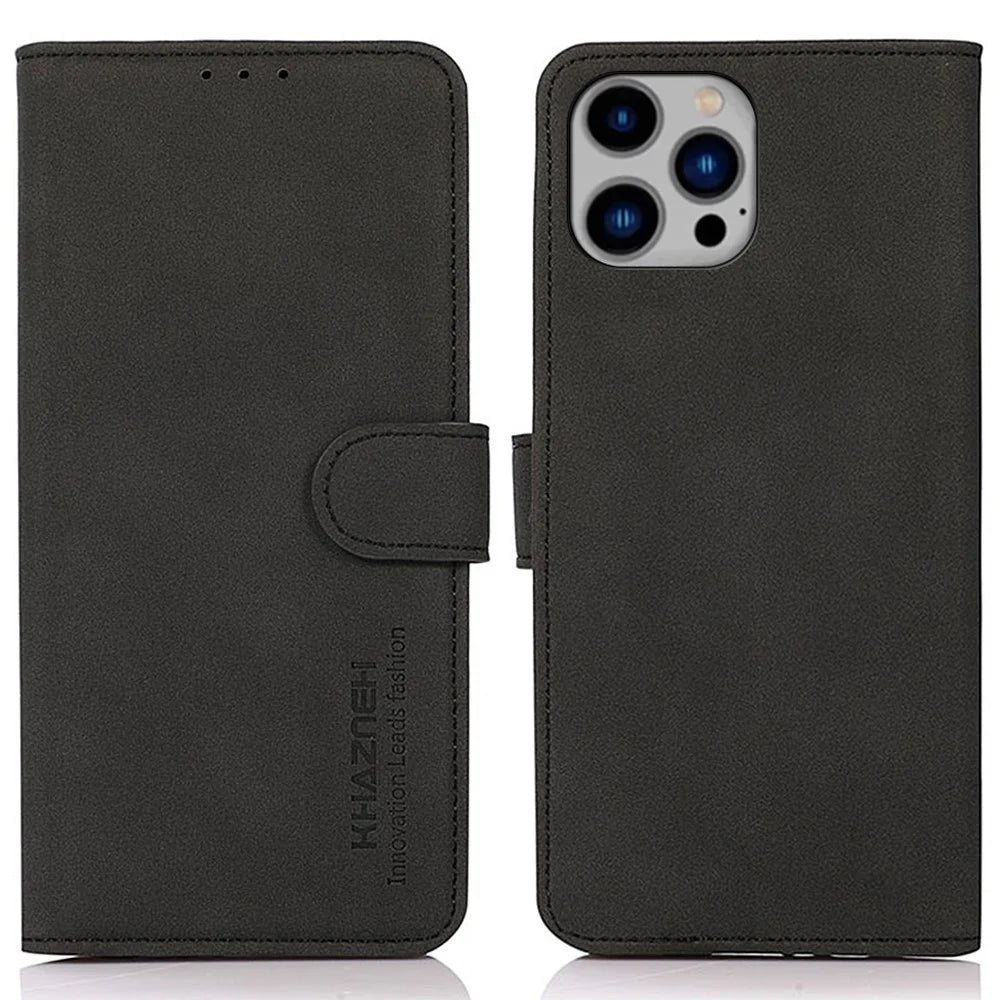 KHAZNEH For iPhone 16 Pro Max Magnetic Case Texture Leather Soft Touch Mobile Phone Cover - Brown - 1