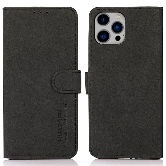 KHAZNEH For iPhone 16 Pro Max Magnetic Case Texture Leather Soft Touch Mobile Phone Cover - Brown - 1