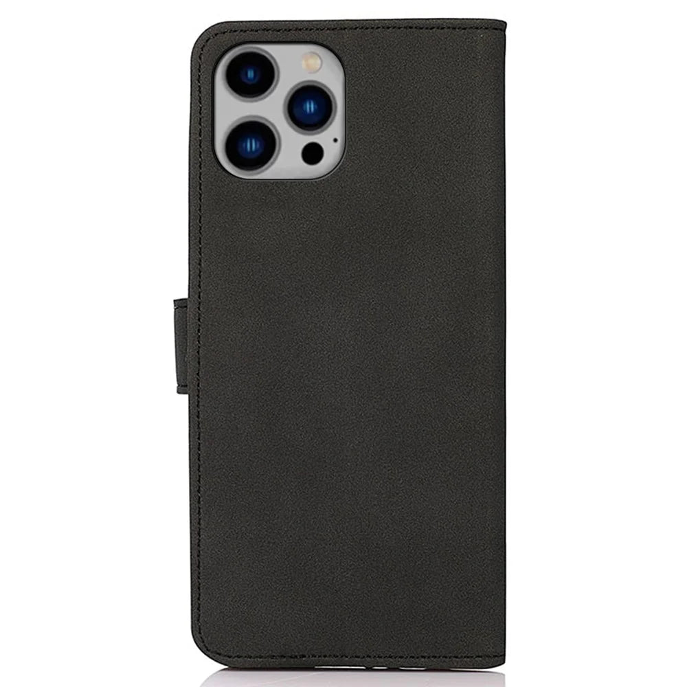 KHAZNEH For iPhone 16 Pro Magnetic Case Texture Leather Soft Touch Mobile Phone Cover - Black - 7