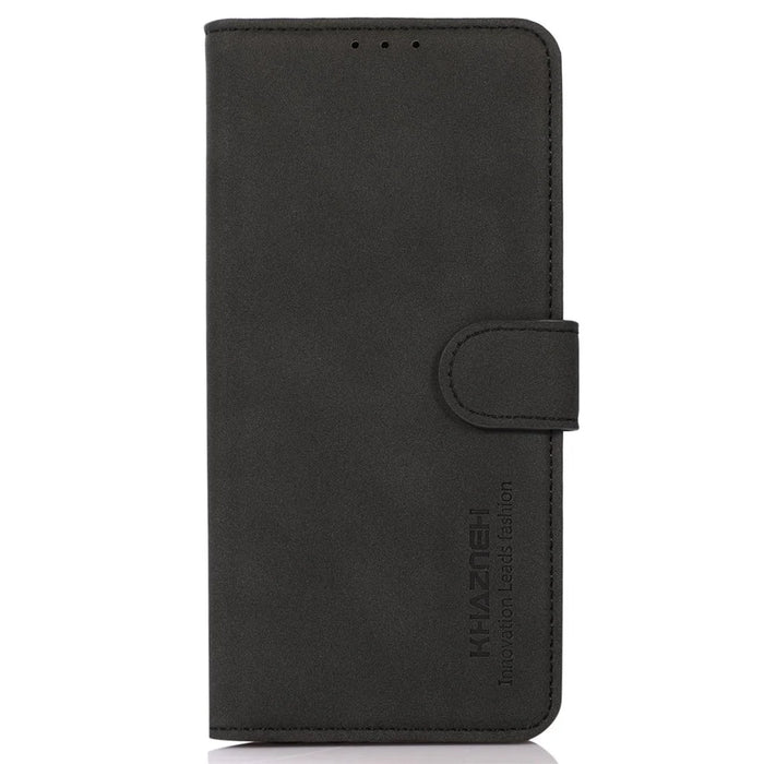 KHAZNEH For iPhone 16 Plus Case Suede Texture Wallet Leather Phone Cover - Black - 6