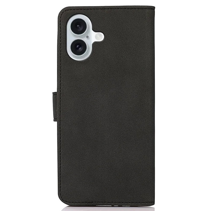 KHAZNEH For iPhone 16 Plus Case Suede Texture Wallet Leather Phone Cover - Black - 7