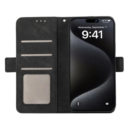 ABEEL For iPhone 16 Pro Case PU Leather Folio Stand View RFID Blocking Phone Cover - Black - 2