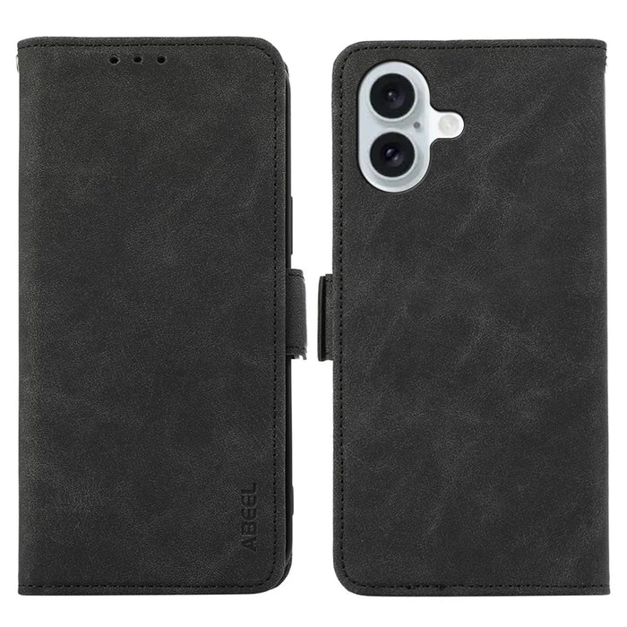 ABEEL For iPhone 16 Plus Case Side Magnetic Closure Card Slots RFID Blocking Phone Cover - Black - 1