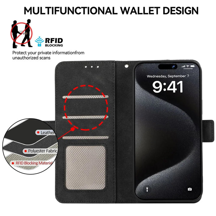 ABEEL For iPhone 16 Plus Case Side Magnetic Closure Card Slots RFID Blocking Phone Cover - Black - 5