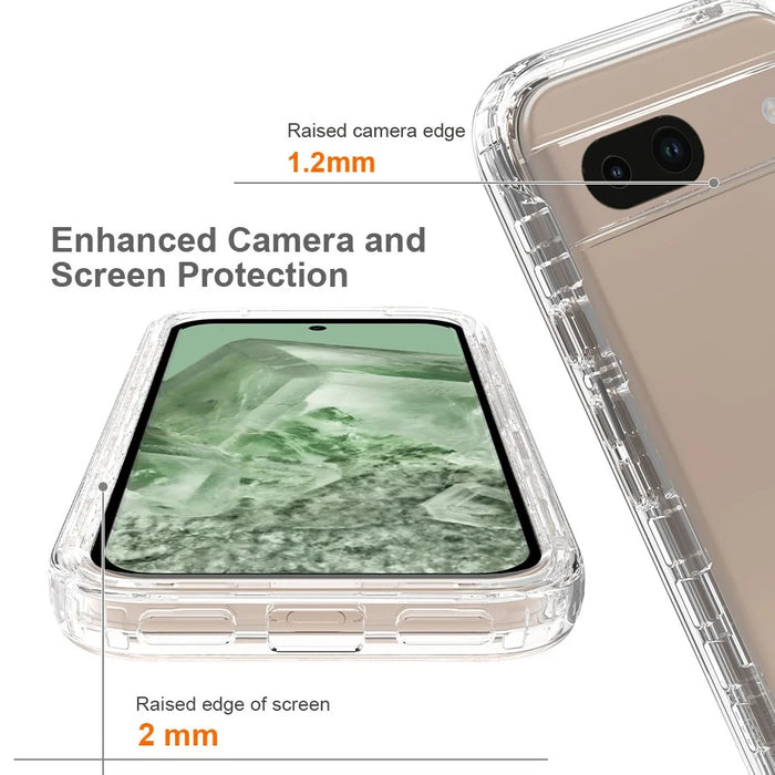For Google Pixel 8a Case Built-In PET Screen Protector PC+TPU Full Body Shockproof Phone Cover - Transparent - 2