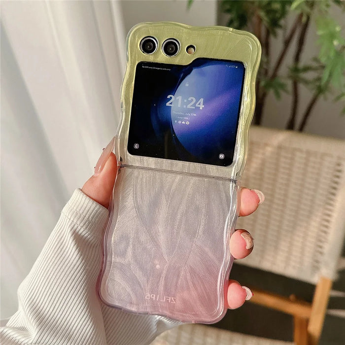 For Samsung Galaxy Z Flip5 5G Case Gradient Surface Hard PC Phone Cover - Yellow - 1
