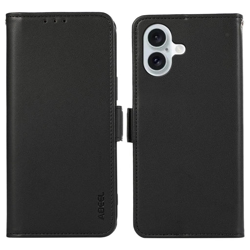 ABEEL For iPhone 16 Plus Case Leather Phone Cover with RFID Blocking Wallet - Black - 1