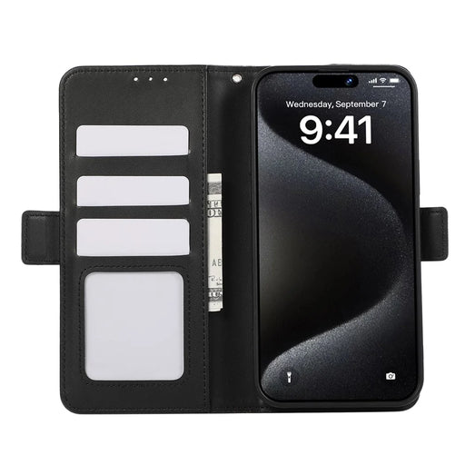 ABEEL For iPhone 16 Plus Case Leather Phone Cover with RFID Blocking Wallet - Black - 2