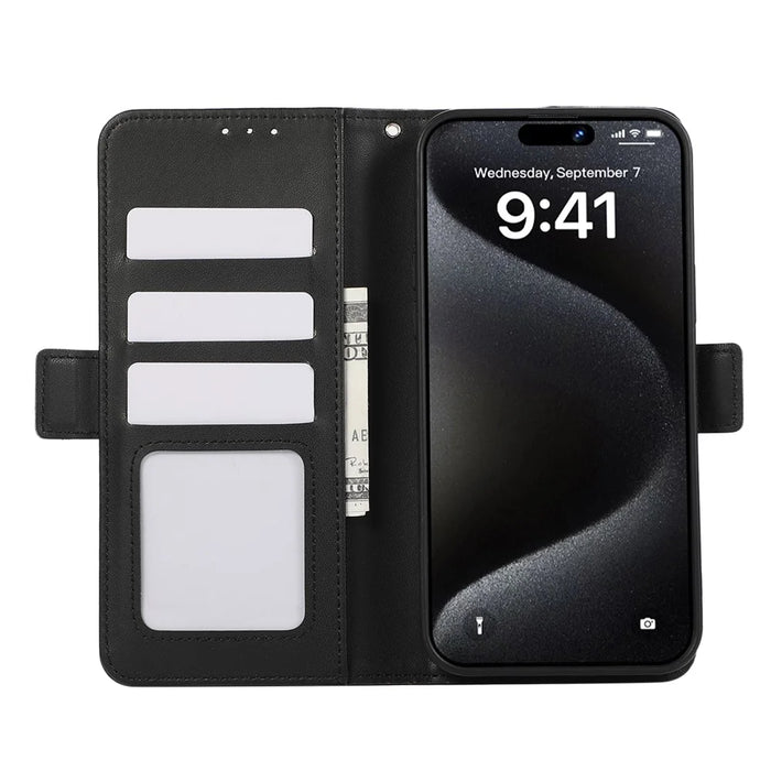 ABEEL For iPhone 16 Plus Case Leather Phone Cover with RFID Blocking Wallet - Black - 2