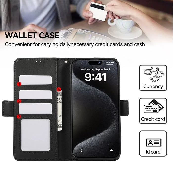 ABEEL For iPhone 16 Plus Case Leather Phone Cover with RFID Blocking Wallet - Black - 6