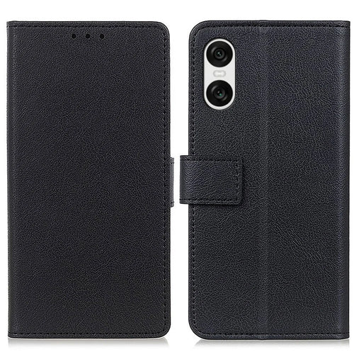 For Sony Xperia 10 VI Case Leather Wallet Anti-Shock Phone Stand Cover - Black - 1