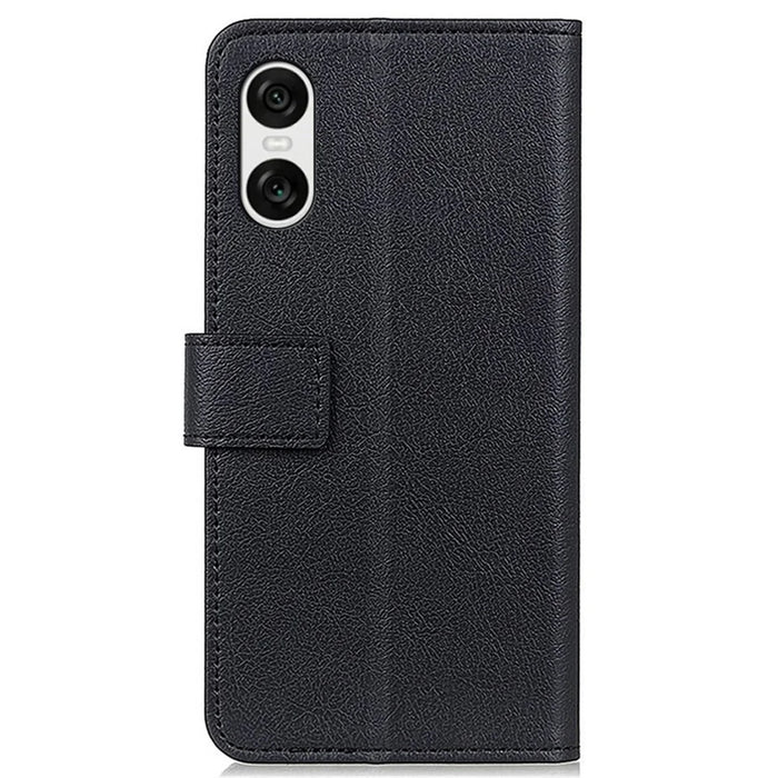 For Sony Xperia 10 VI Case Leather Wallet Anti-Shock Phone Stand Cover - Black - 7