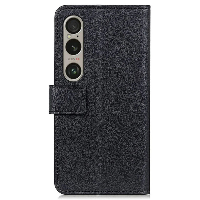 For Sony Xperia 1 VI Case Viewing Stand Leather Wallet Anti-Shock Phone Cover - Black - 7