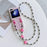 Folding Phone Case for Samsung Galaxy Z Flip5 5G , Butterfly Pattern PU+PC Cover with Beaded Crossbody Strap - Pink - 1