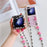 Folding Phone Case for Samsung Galaxy Z Flip5 5G , Butterfly Pattern PU+PC Cover with Beaded Crossbody Strap - Pink - 6