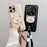 For iPhone 15 Pro Case Cute Bear Down Jacket Design Leather+TPU Phone Cover with Wrist Strap - White - 5
