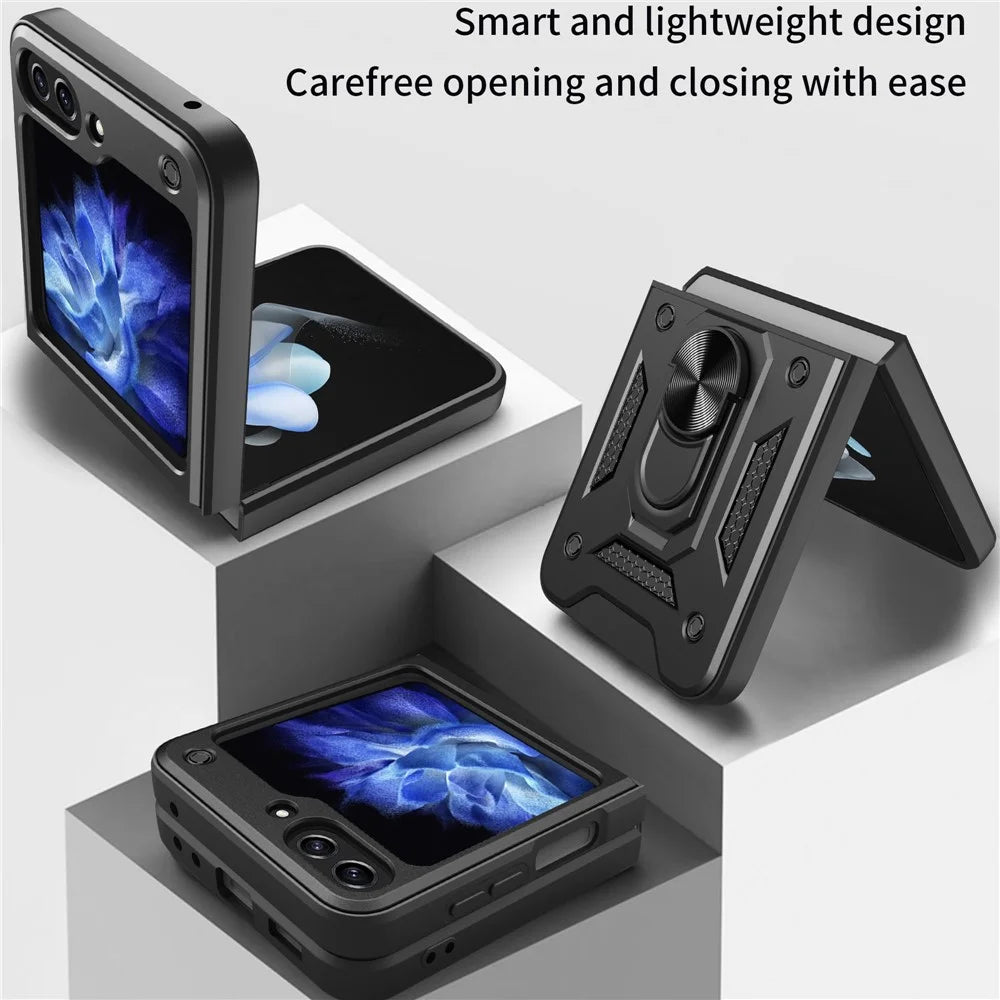 For Samsung Galaxy Z Flip7 FE 5G / Z Flip6 5G Case Ring Holder PC+TPU Phone Cover - Black - 2