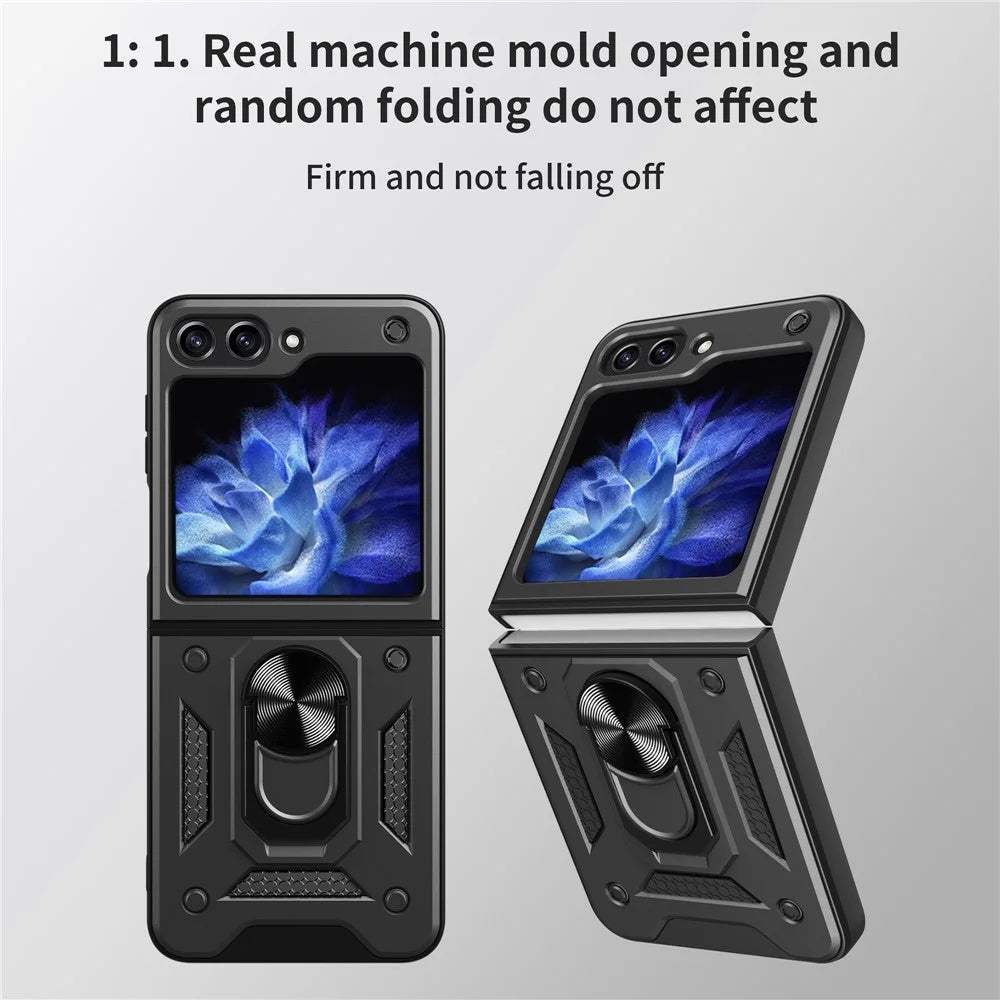 For Samsung Galaxy Z Flip7 FE 5G / Z Flip6 5G Case Ring Holder PC+TPU Phone Cover - Black - 4