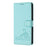 For iPhone 12 / 12 Pro Case with Strap RFID Blocking Leather Wallet Phone Cover Cat Mouse Pattern - Mint Green - 7