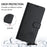 For iPhone 15 Case with Strap RFID Blocking Leather Wallet Phone Cover Cat Mouse Pattern - Black - 5