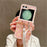 For Samsung Galaxy Z Flip5 5G Glittery Powder Phone Case PC Phone Shell with Long Strap - Pink - 1