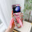 For Samsung Galaxy Z Flip5 5G Cell Phone Cases Lacquered Pattern PU Leather+PC Cover with Silk Scarf Chain - Pink Bear - 2