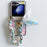 For Samsung Galaxy Z Flip5 5G   Case PU Leather+PC Phone Shell with Silk Scarf Chain Lacquered Pattern Design - Big Flower - 1