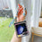 For Samsung Galaxy Z Flip5 5G   Case PU Leather+PC Phone Shell with Silk Scarf Chain Lacquered Pattern Design - Big Flower - 2