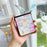 For Samsung Galaxy Z Flip5 5G   Case PU Leather+PC Phone Shell with Silk Scarf Chain Lacquered Pattern Design - Big Flower - 3