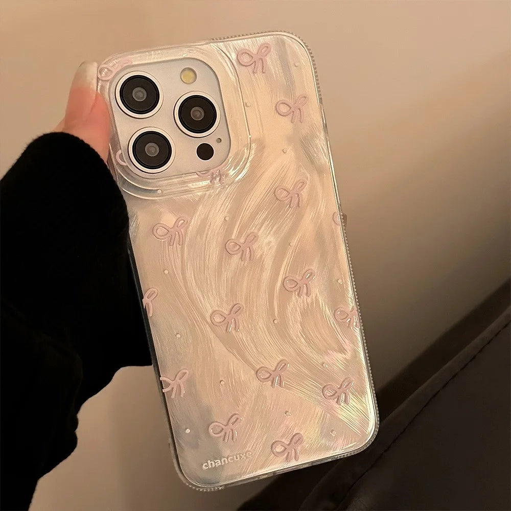 For iPhone 15 Pro Slim Case Bow Pattern Print Soft TPU Phone Cover - 4