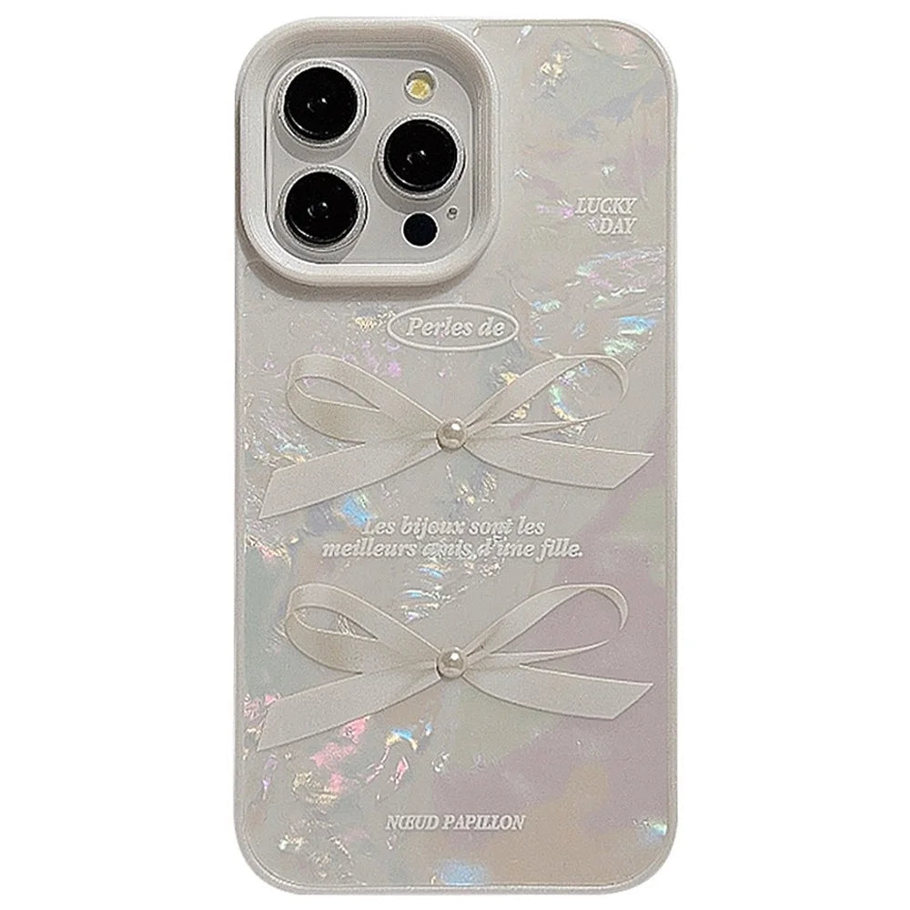 For iPhone 14 Pro TPU Case Seashell Pattern Pearl Decor Protective Phone Cover - Rubberized - 1