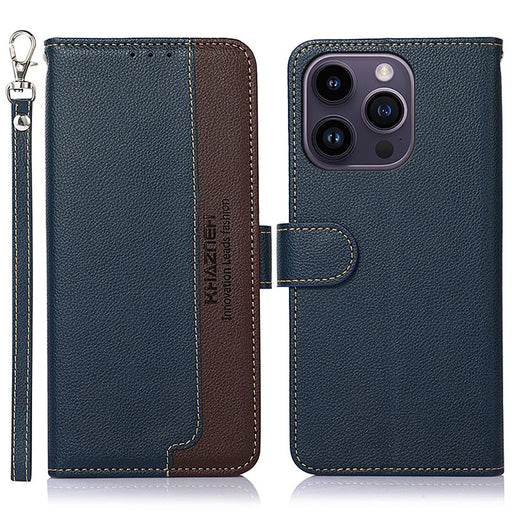 KHAZNEH For iPhone 16 Pro Max Wallet Case RFID Blocking Stand Leather Phone Cover - Blue - 1