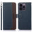 KHAZNEH For iPhone 16 Pro Case RFID Blocking Leather Litchi Texture Phone Cover - Blue - 1