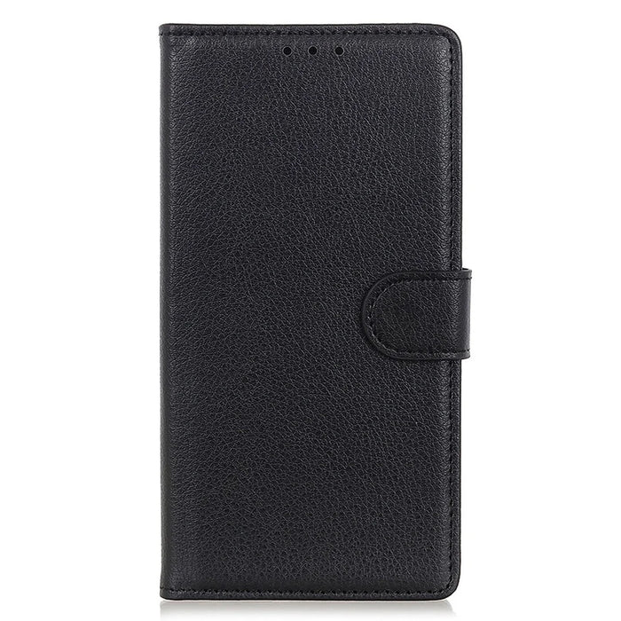 For iPhone 16 Pro Case PU Leather Litchi Texture Magnetic Flip Phone Cover - Black - 7