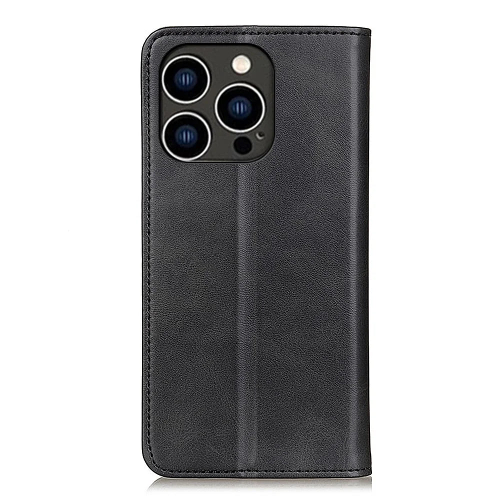 For iPhone 16 Pro Stand Case Split Leather Wallet Phone Cover Auto Magnetic Closed - Black - 7