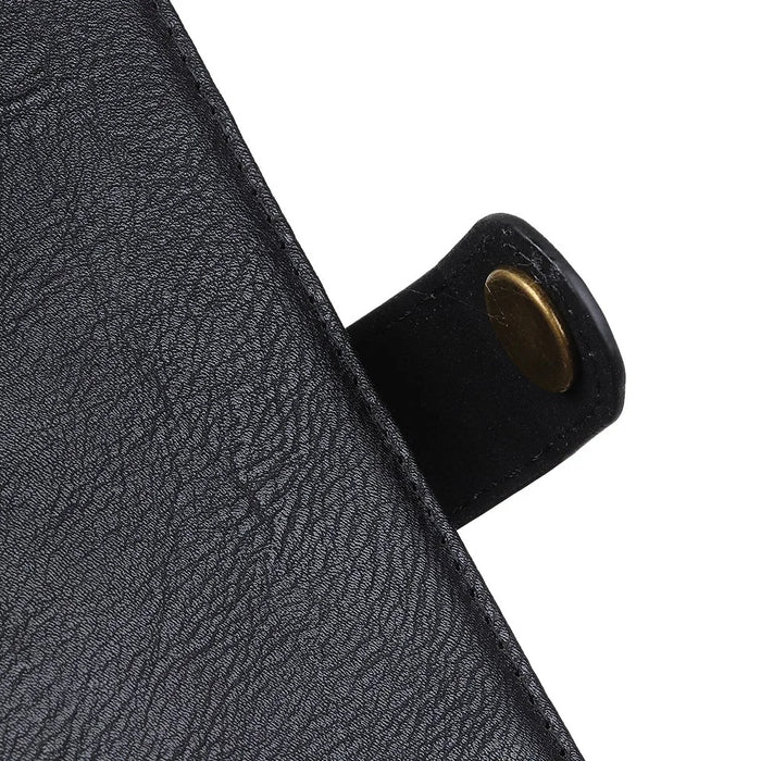 KHAZNEH For iPhone 16 Pro Max Case Cowhide Texture Leather Flip Phone Cover with Wallet - Black - 6