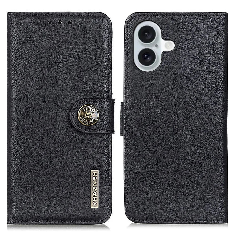 KHAZNEH For iPhone 16 Plus Case Flip Wallet Leather Phone Cover - Black - 1