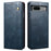 For Google Pixel 8a Case Waxy Crazy Horse Leather Phone Cover - Blue - 1