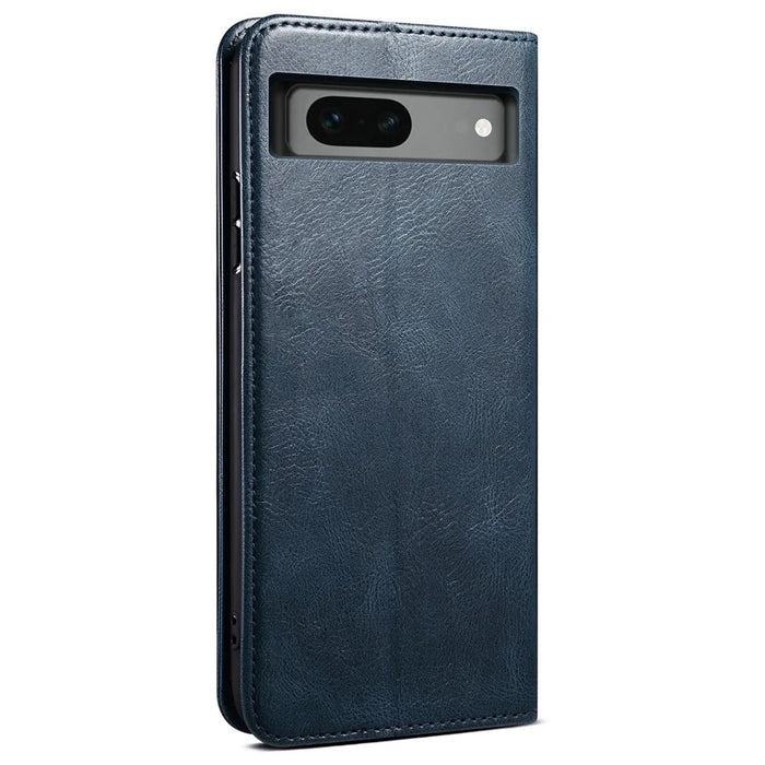 For Google Pixel 8a Case Waxy Crazy Horse Leather Phone Cover - Blue - 6