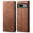 For Google Pixel 8a Case Jeans Cloth Texture Leather Phone Cover with Cash Card Holder - Coffee - 1