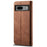 For Google Pixel 8a Case Jeans Cloth Texture Leather Phone Cover with Cash Card Holder - Coffee - 6