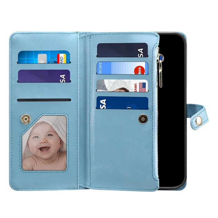 ESEBLE Galaxy Series For Google Pixel 8a Case Leather Pattern  RFID Blocking Phone Cover - Blue - 4