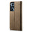 For Realme C65 4G Case Leather Jeans Cloth Texture Folio Flip Phone Cover - Khaki - 6