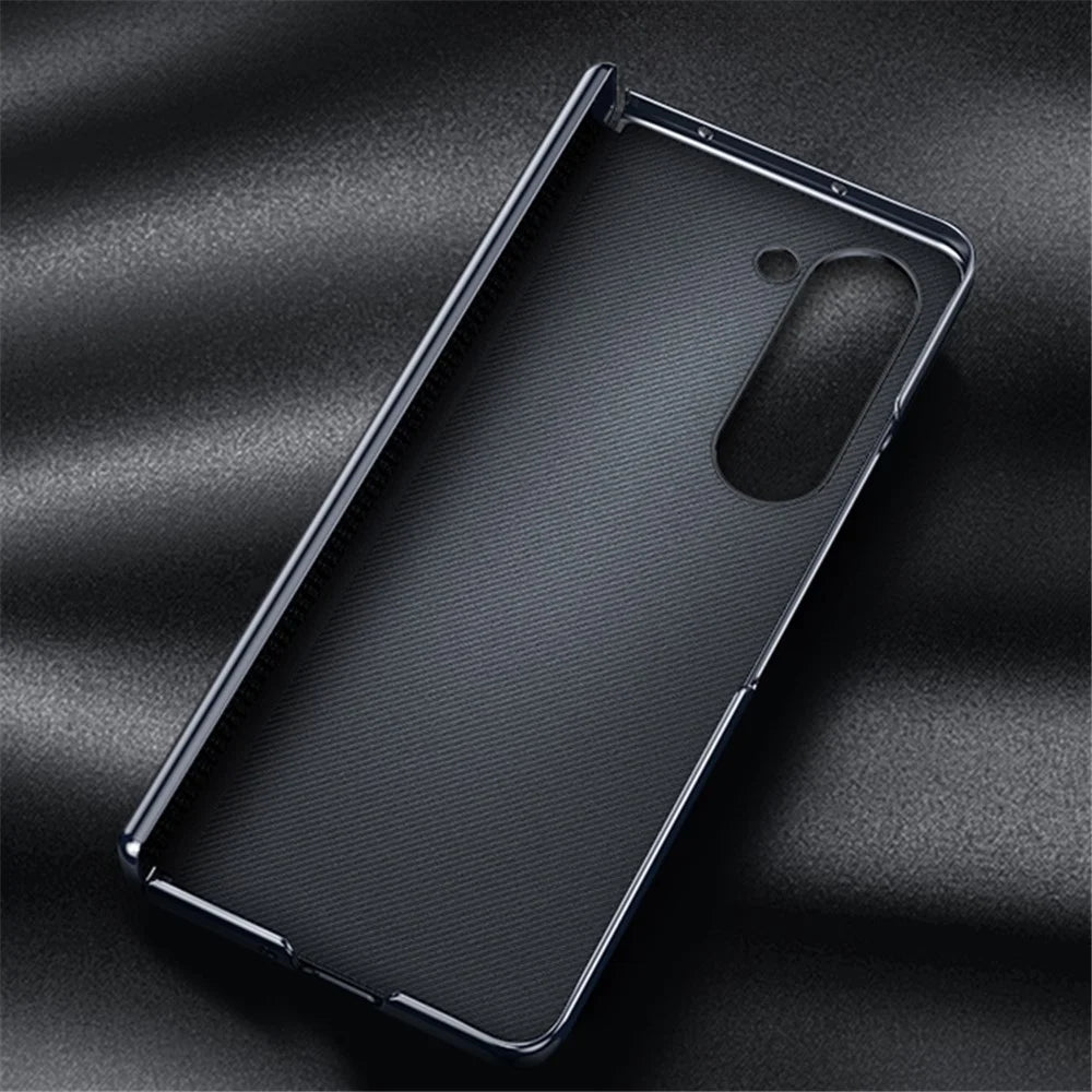 For Samsung Galaxy Z Fold6 5G Case Electroplating PU Leather+PC Phone Cover with Hinge Protection - Black - 7