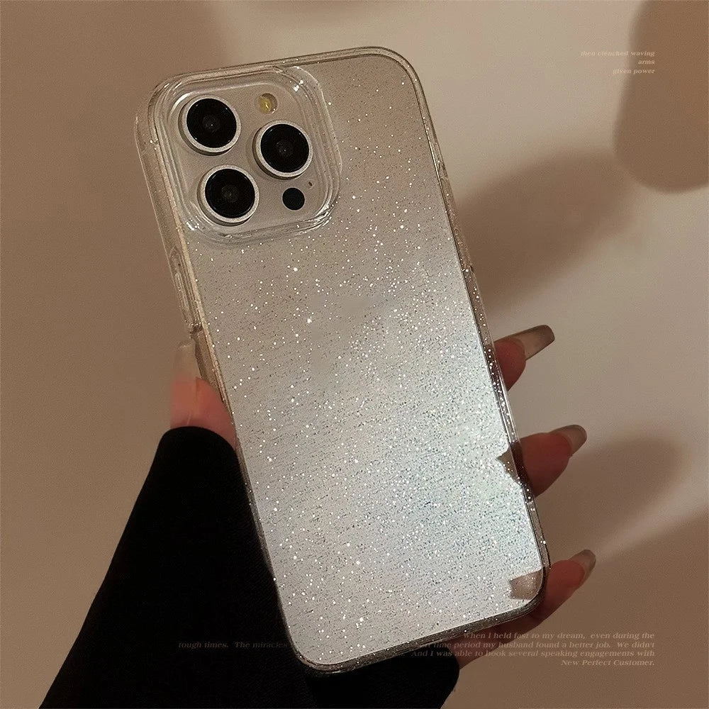 For iPhone 15 Pro Case Clear TPU Phone Cover with Delicate Sparkles - 3